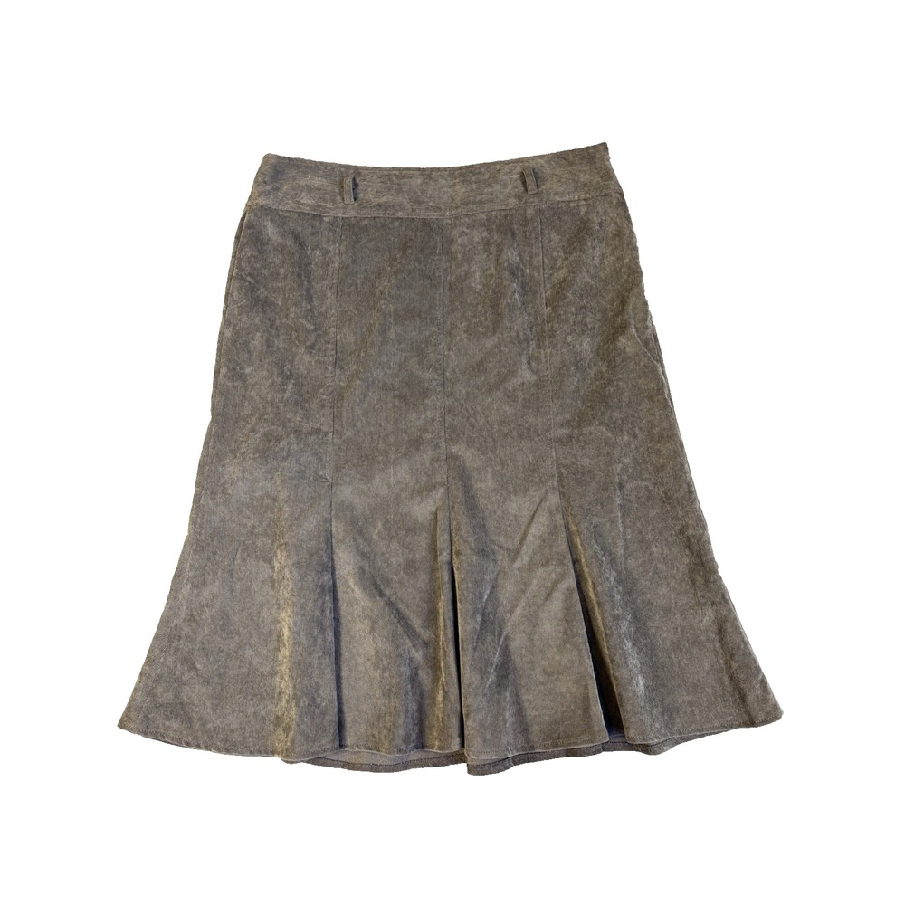 Larry Levine Gray Corduroy Midi Skirt Flared Paneled Whimsigoth Y2K 90s Vtg 12